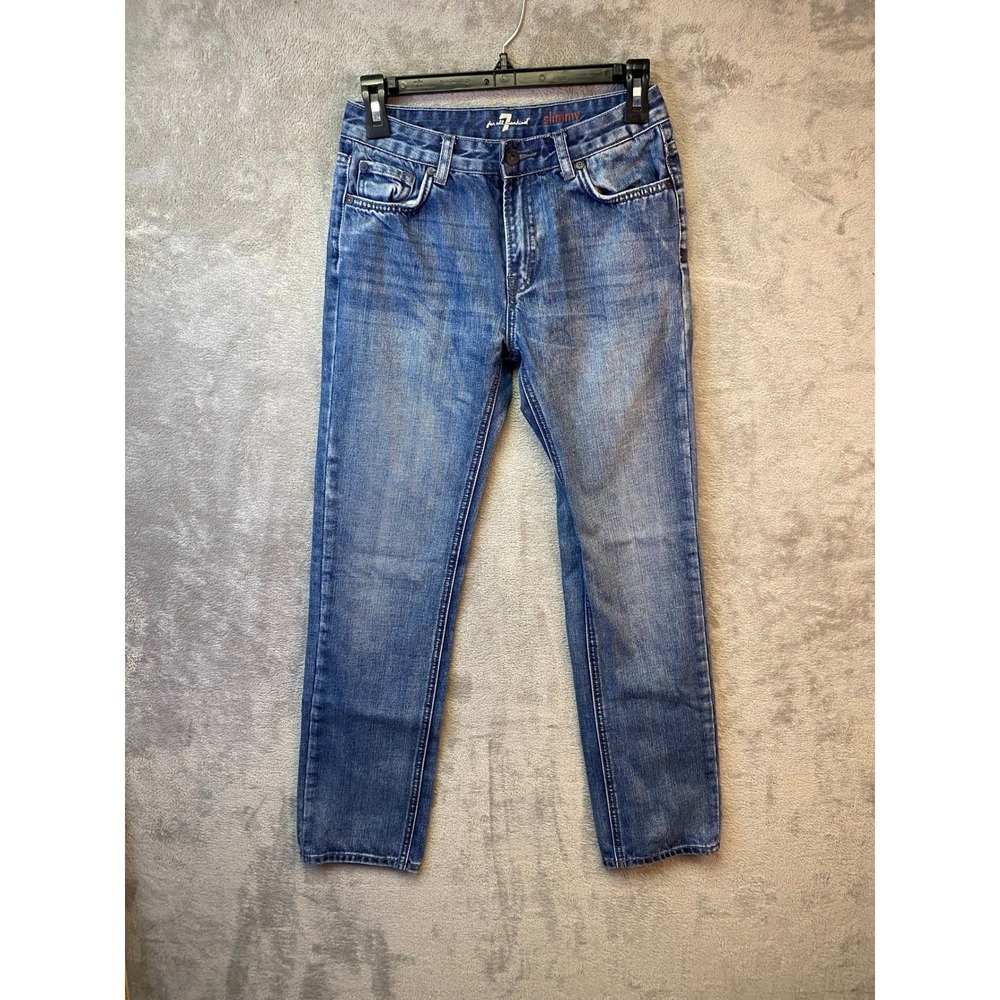 7 For All Mankind Slimmy Jeans Boys Size 14 Medium Wash Slim Straight Denim